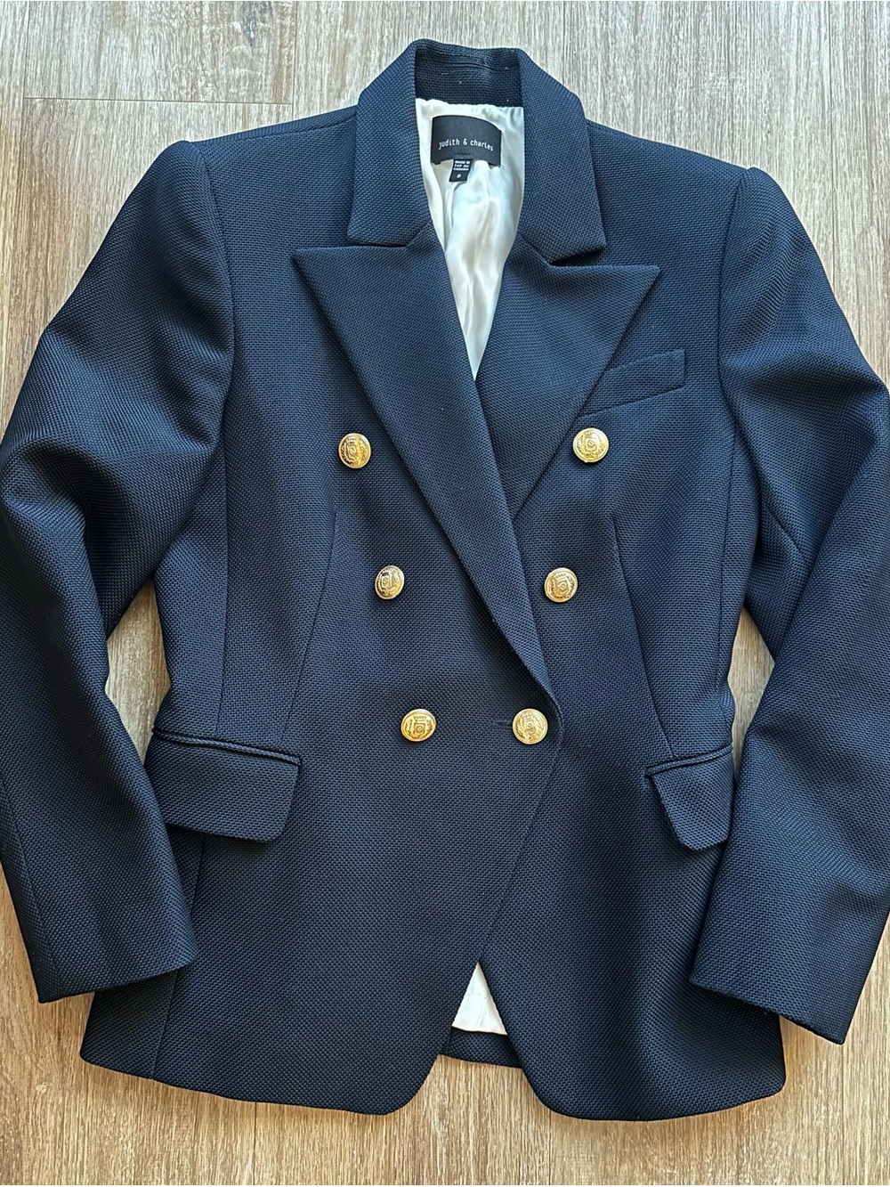 Judith & Charles Navy Double-Breasted Blazer with Gold Buttons - Nautical - Sz 0